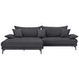 ECKSOFA in Flachgewebe Anthrazit  - Anthrazit/Schwarz, MODERN, Textil/Metall (173/297cm) - Carryhome