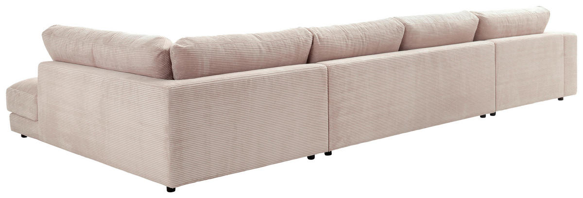 WOHNLANDSCHAFT Taupe Cord  - Taupe/Schwarz, Design, Kunststoff/Textil (190/425/224cm) - Hom`in