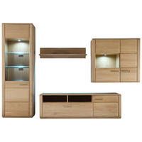 WOHNWAND  in Eichefarben  303/209/51 cm  - Eichefarben/Silberfarben, Design, Glas/Holz (303/209/51cm) - Livetastic