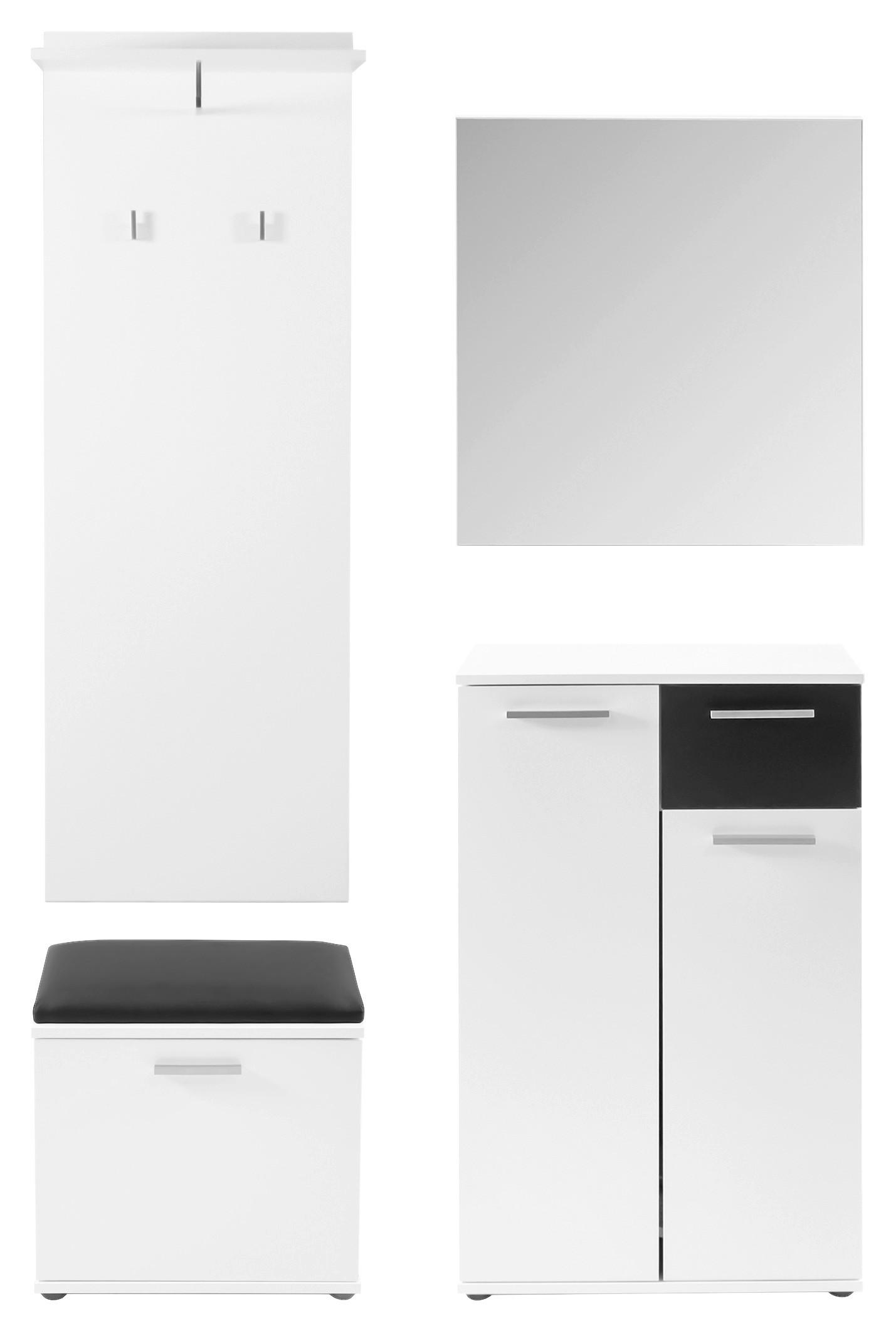 Garderobe Jakob 4-Teilig Schwarz/Weiß B: 60 cm