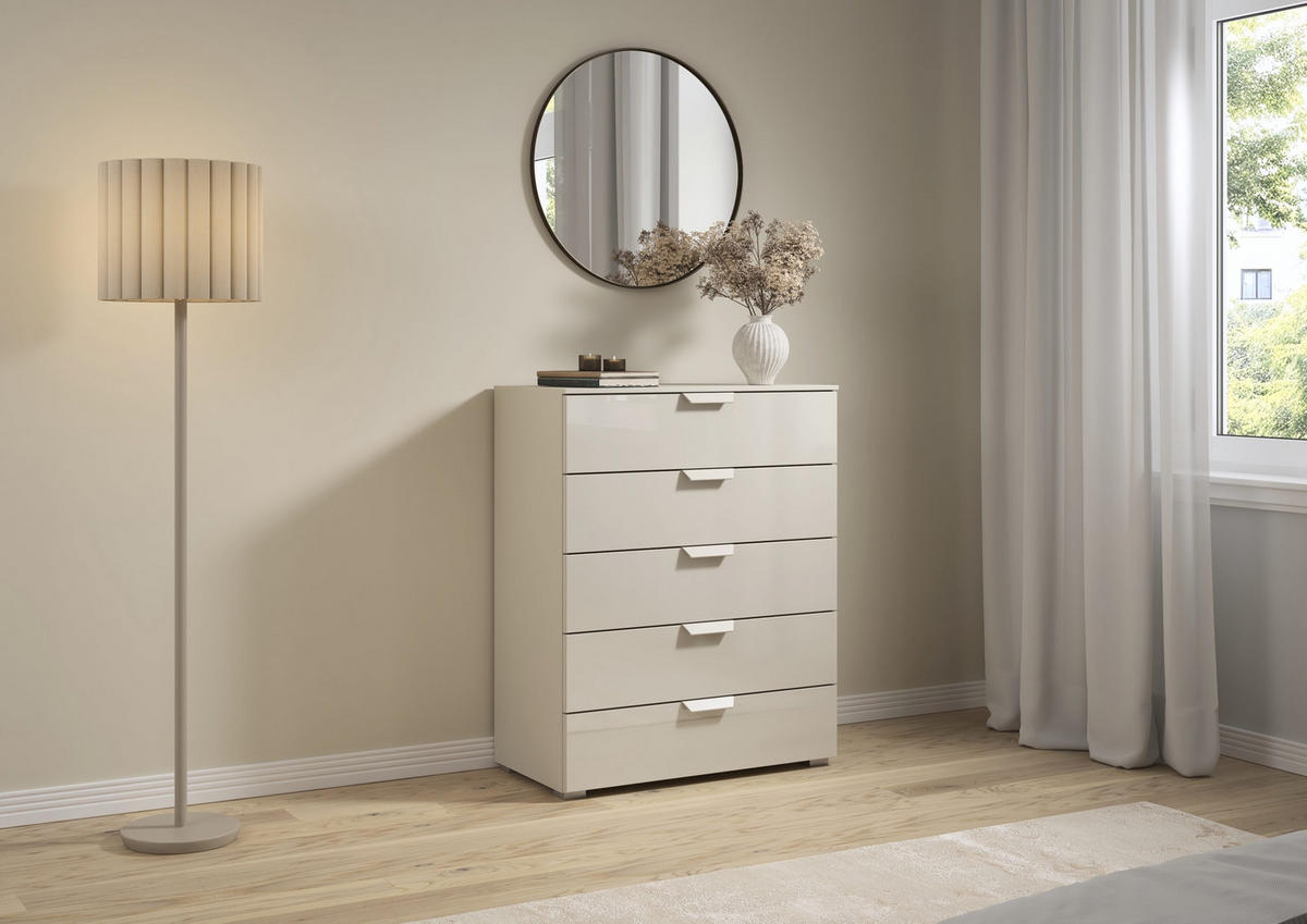 KOMMODE  in 80/100/43 cm  - Champagner, Design, Glas/Holzwerkstoff (80/100/43cm) - Carryhome
