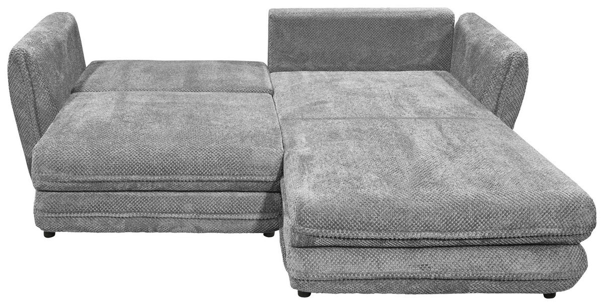 ECKSOFA in Mikrovelours Grau  - Schwarz/Grau, Konventionell, Kunststoff/Textil (240/192cm) - MID.YOU