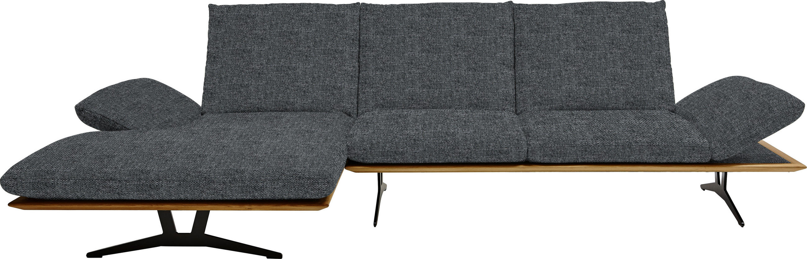 ECKSOFA in Flachgewebe Dunkelgrau  - Dunkelgrau/Schwarz, Design, Holz/Textil (159/314cm) - Dieter Knoll
