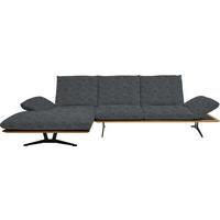 ECKSOFA in Flachgewebe Dunkelgrau  159/314 cm  - Dunkelgrau/Schwarz, Design, Holz/Textil (159/314cm) - Dieter Knoll