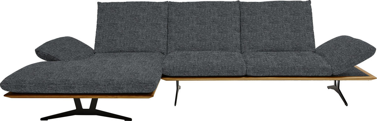 ECKSOFA in Flachgewebe Dunkelgrau  159/314 cm  - Dunkelgrau/Schwarz, Design, Holz/Textil (159/314cm) - Dieter Knoll
