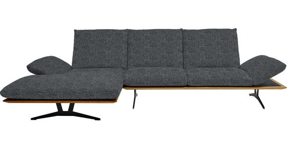 ECKSOFA in Flachgewebe Dunkelgrau  - Dunkelgrau/Schwarz, Design, Holz/Textil (159/314cm) - Dieter Knoll