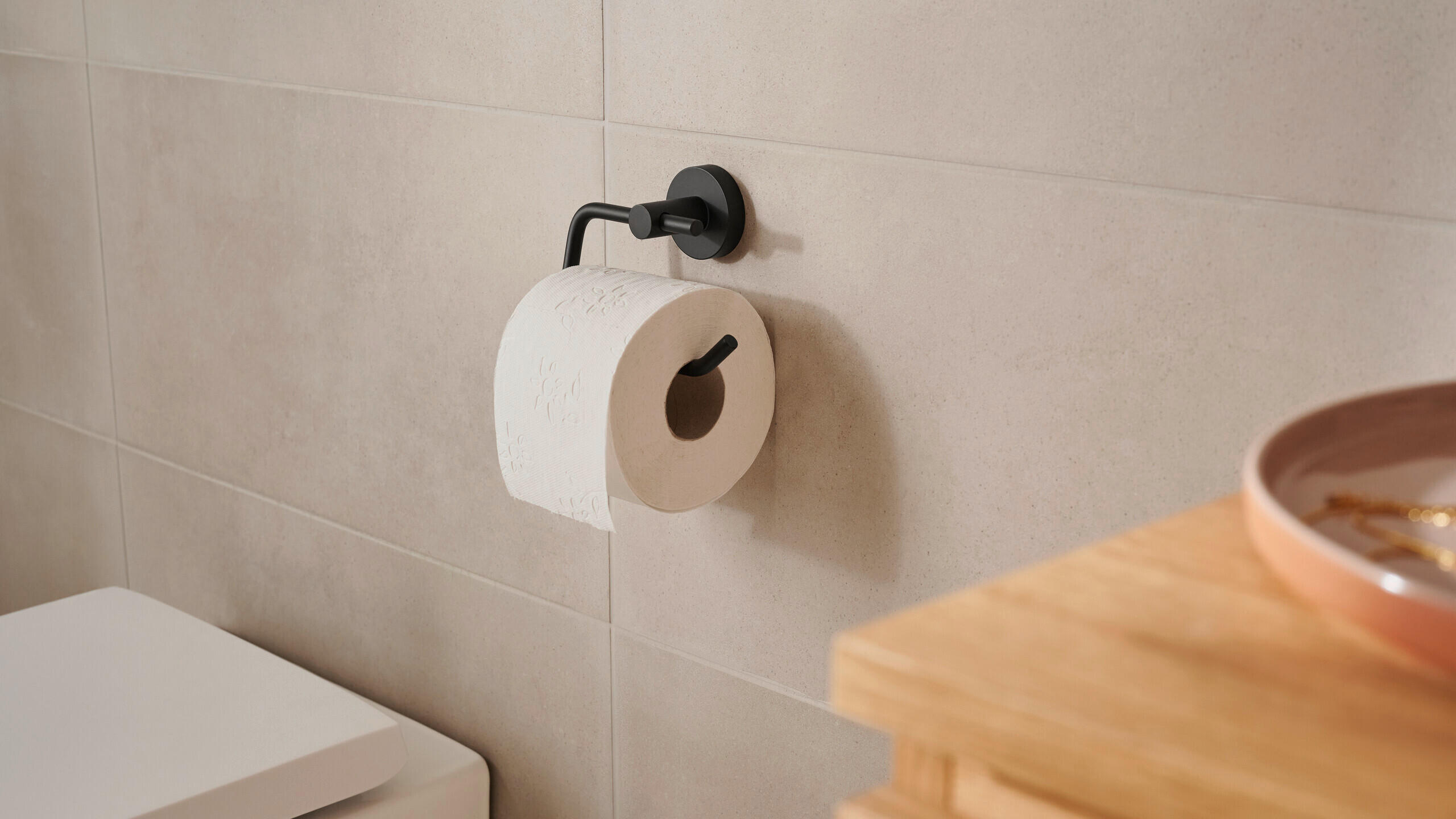 TOILETTENPAPIERHALTER - Schwarz, Basics, Metall (9,9/5,3/14cm) - Tesa