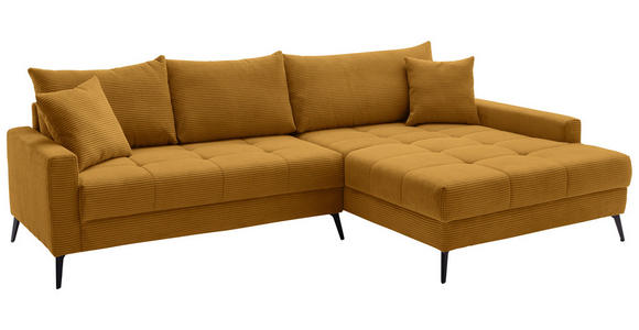 ECKSOFA  in Cord Currygelb  280/173 cm  - Currygelb/Schwarz, KONVENTIONELL, Textil/Metall (280/173cm) - Hom`in