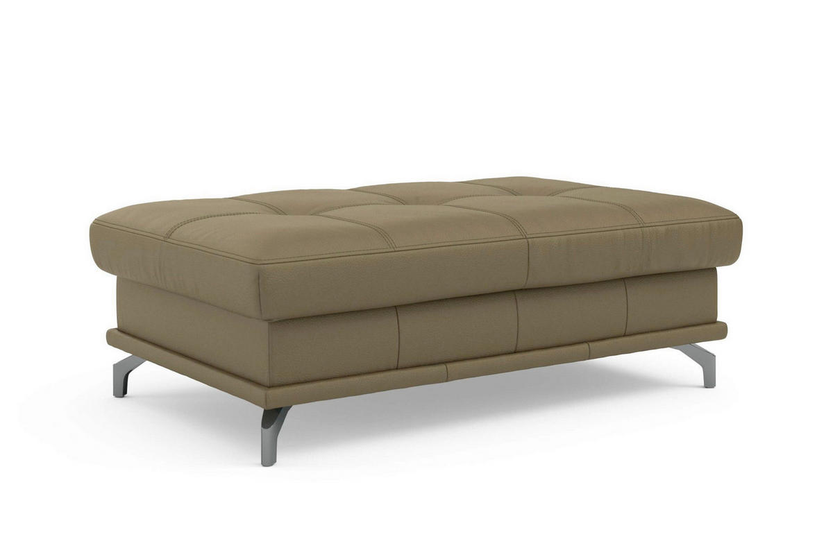 HOCKER COSTELLO E Echtleder Olivgrün  - Schwarz/Olivgrün, Basics, Leder/Metall (133/47/72cm) - Sit & More