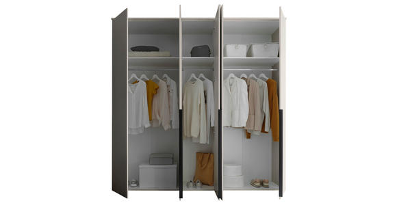 DREHTÜRENSCHRANK  in Kaschmir  - Kaschmir/Schwarz, MODERN, Glas/Holzwerkstoff (225/225/52cm) - Carryhome