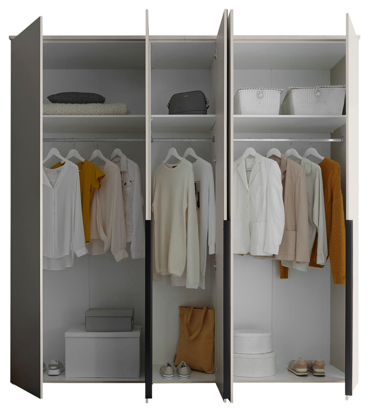 DREHTÜRENSCHRANK 225/225/52 cm 5-türig Kaschmir  - Kaschmir/Schwarz, MODERN, Glas/Holzwerkstoff (225/225/52cm) - MID.YOU