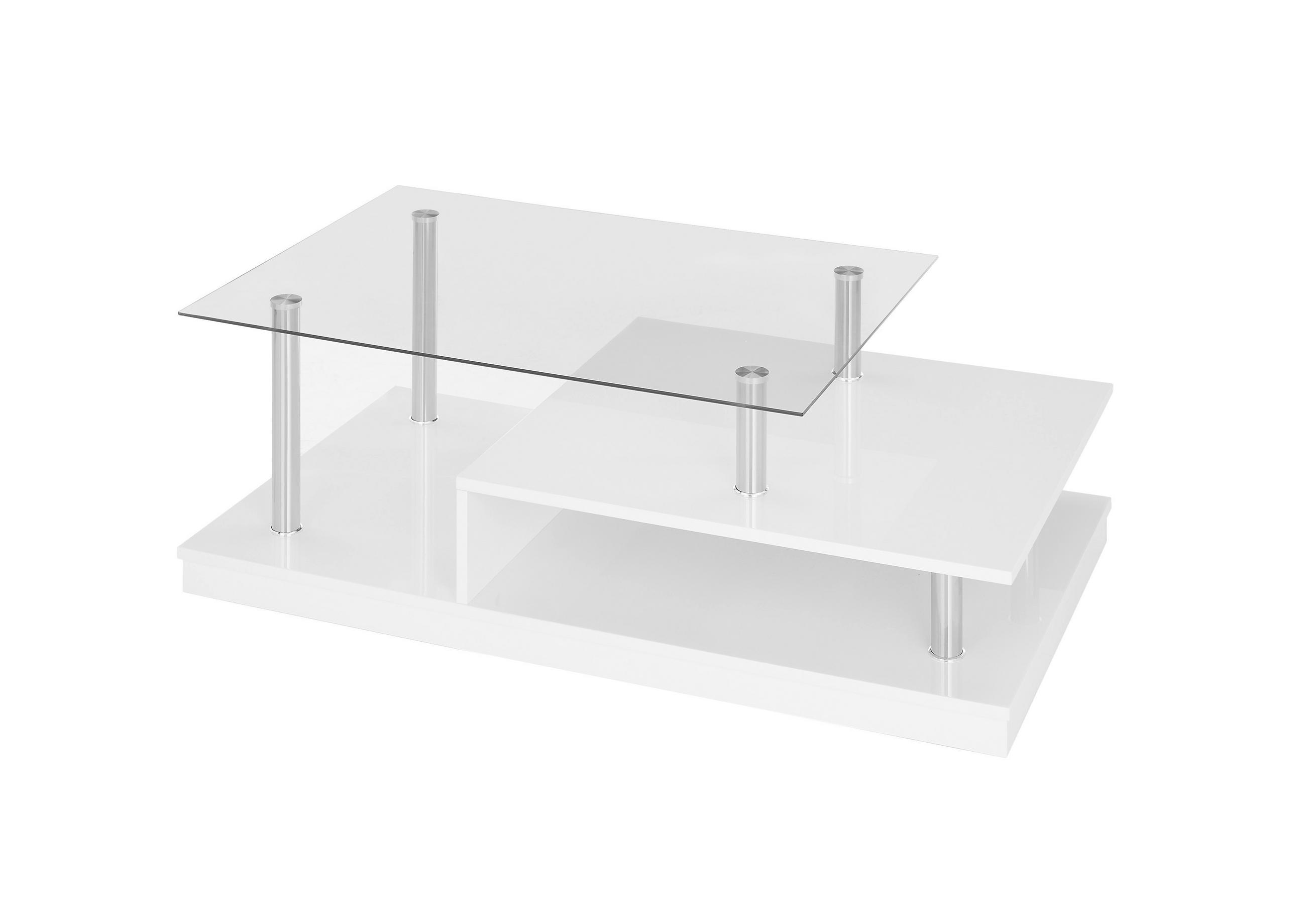 COUCHTISCH ESG rechteckig Silberfarben, Weiß  - Silberfarben/Weiß, Design, Glas/Holzwerkstoff (110/36/60cm) - MID.YOU