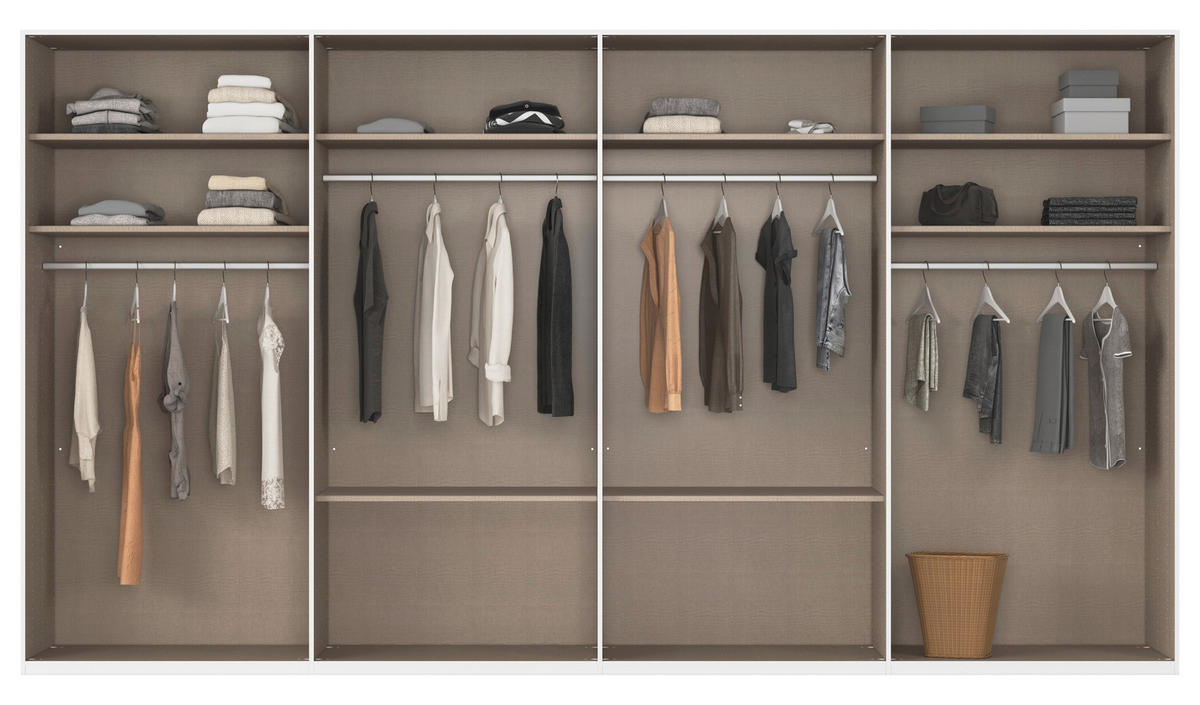 DREHTÜRENSCHRANK 400/223/61 cm,  in Champagner, 8-türig  - Champagner, Basics, Glas/Holzwerkstoff (400/223/61cm) - Novel