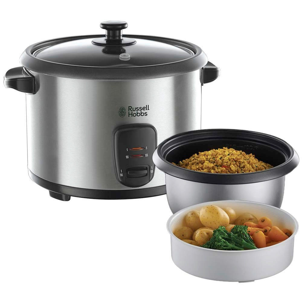 REISKOCHER - Edelstahlfarben/Schwarz, Basics, Kunststoff/Metall (27,0/25,3/31,0cm) - Russell Hobbs