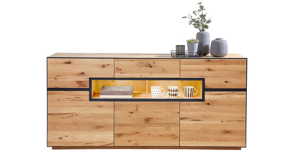 SIDEBOARD 180/85/42 cm  - Eichefarben/Anthrazit, Natur, Holz/Metall (180/85/42cm) - Linea Natura