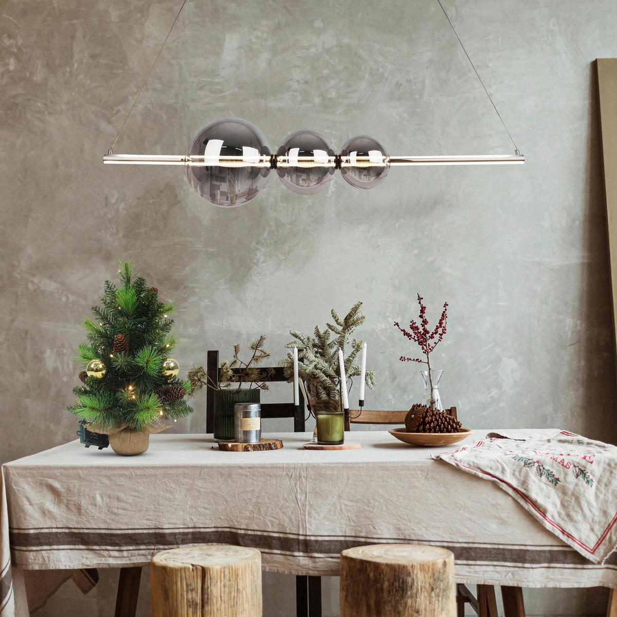 LED-PENDELLEUCHTE Nova 125,3/25/150 cm   - Design, Glas/Metall (125,3/25/150cm) - Näve