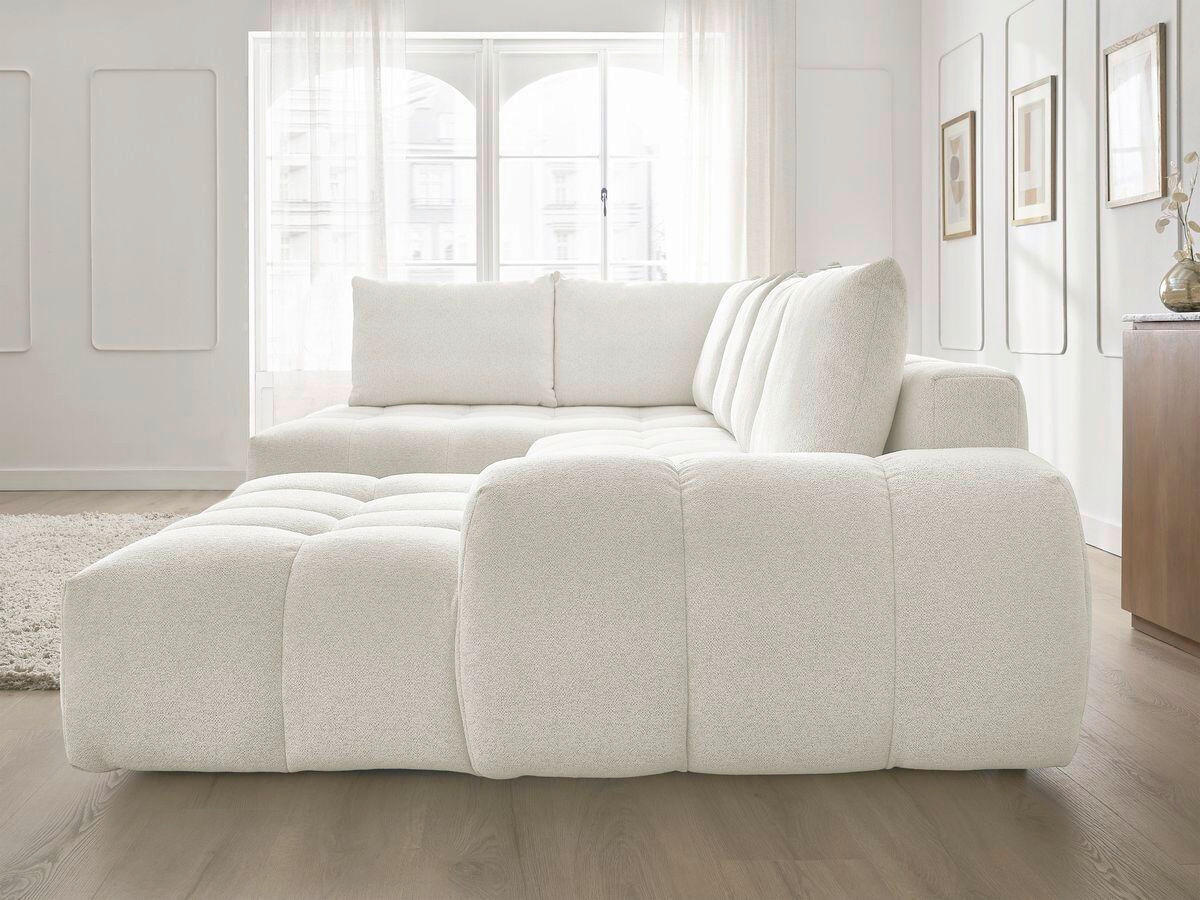 ECKSCHLAFSOFA EVEREST  mit Rücken echt, Armteil links, Armteil rechts Flachgewebe Weiß  - Schwarz/Weiß, MODERN, Kunststoff/Textil (212/423/198cm)