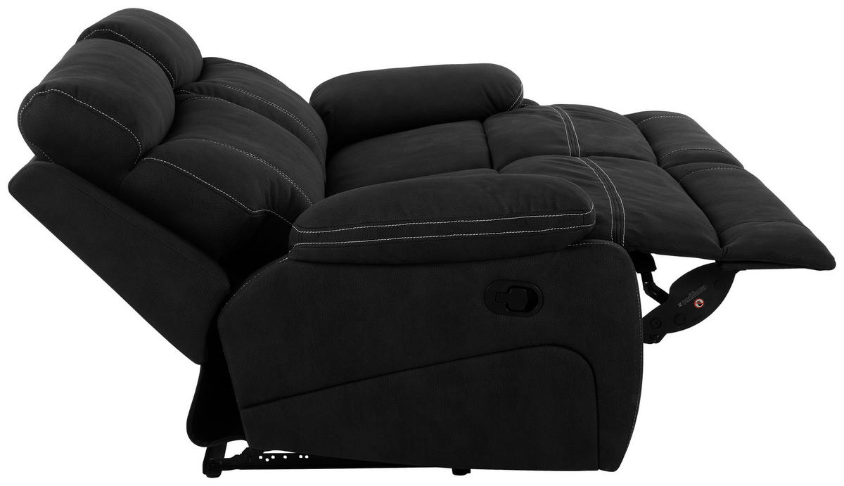 SITZGARNITUR Mikrofaser Schwarz  - Schwarz, KONVENTIONELL, Textil/Metall - Livetastic