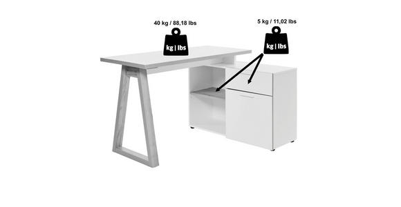 ECKSCHREIBTISCH 120-130/55-95/76,2 cm in Weiß, Eichefarben - Eichefarben/Weiß, MODERN, Holzwerkstoff/Metall (120-130/55-95/76,2cm) - Novel