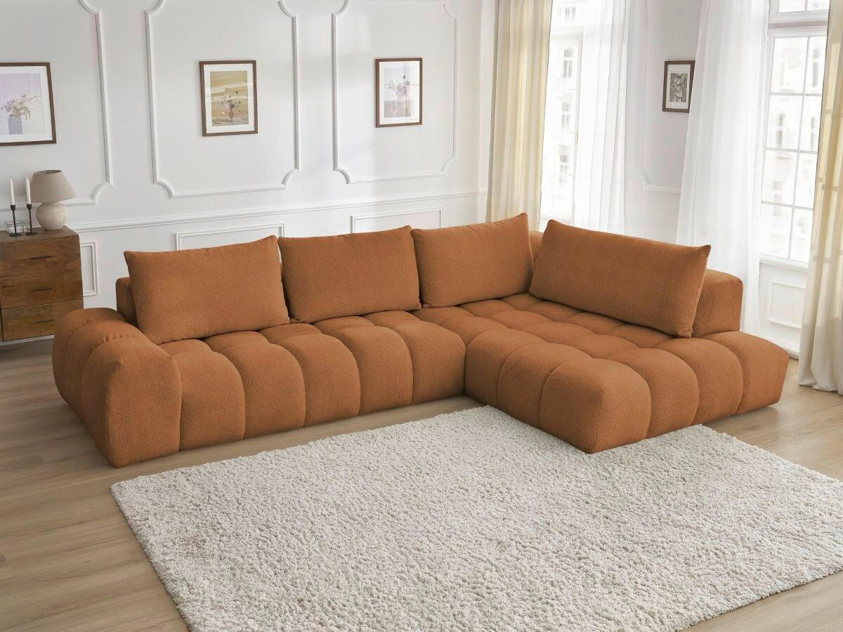 ECKSOFA Ottomane rechts  EVEREST Orange Flachgewebe  - Schwarz/Orange, MODERN, Kunststoff/Textil (352/210cm) - Livetastic