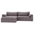 ECKSOFA  in Webstoff Grau, Lila  198/306 cm  - Lila/Schwarz, MODERN, Kunststoff/Textil (198/306cm) - Carryhome