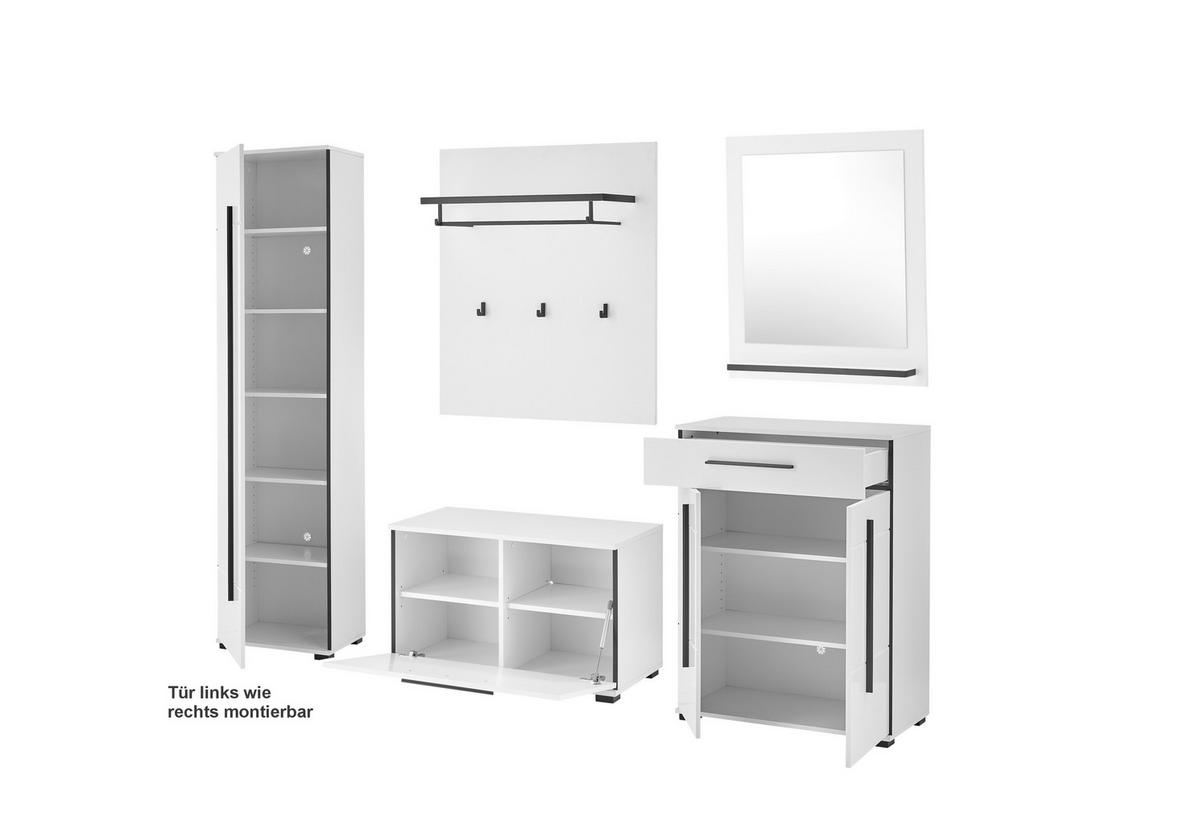 GARDEROBE 6-teilig  in 230/201/39 cm  - Weiß Hochglanz/Weiß, MODERN, Holzwerkstoff (230/201/39cm) - MID.YOU