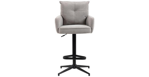 BARHOCKER Cord Taupe Eisen Sitzfläche 360° drehbar, Stoffauswahl, inklusive Armlehnen  - Taupe/Schwarz, Design, Textil/Metall (54/98-120/58cm) - Novel