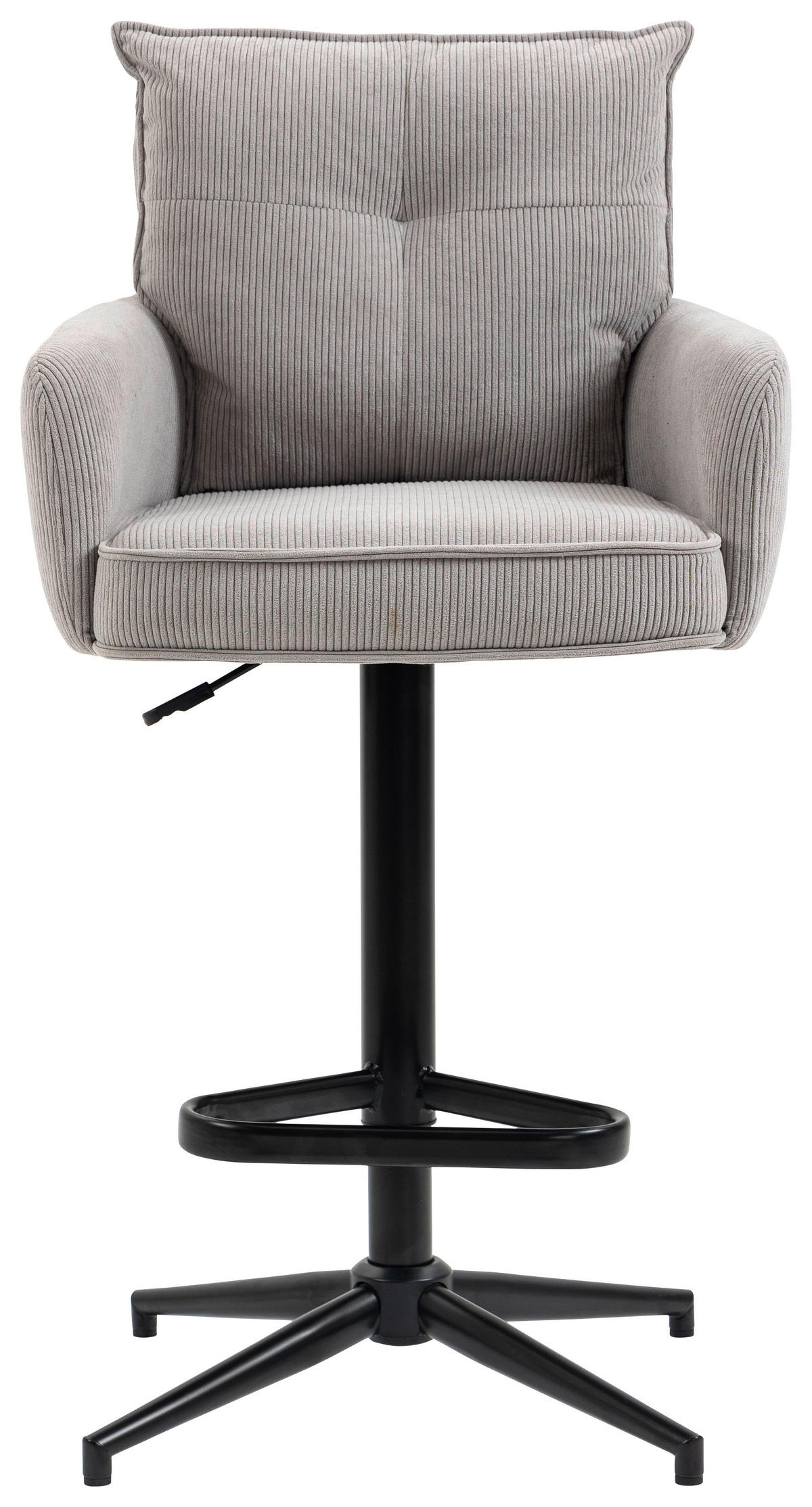 BARHOCKER Cord Taupe Eisen Sitzfläche 360° drehbar, Stoffauswahl, inklusive Armlehnen  - Taupe/Schwarz, Design, Textil/Metall (54/98-120/58cm) - Novel