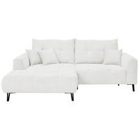 ECKSOFA in Cord Weiß  175/250 cm  - Schwarz/Weiß, KONVENTIONELL, Textil/Metall (175/250cm) - Carryhome