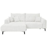 ECKSOFA in Cord Weiß  175/250 cm  - Schwarz/Weiß, KONVENTIONELL, Textil/Metall (175/250cm) - Carryhome
