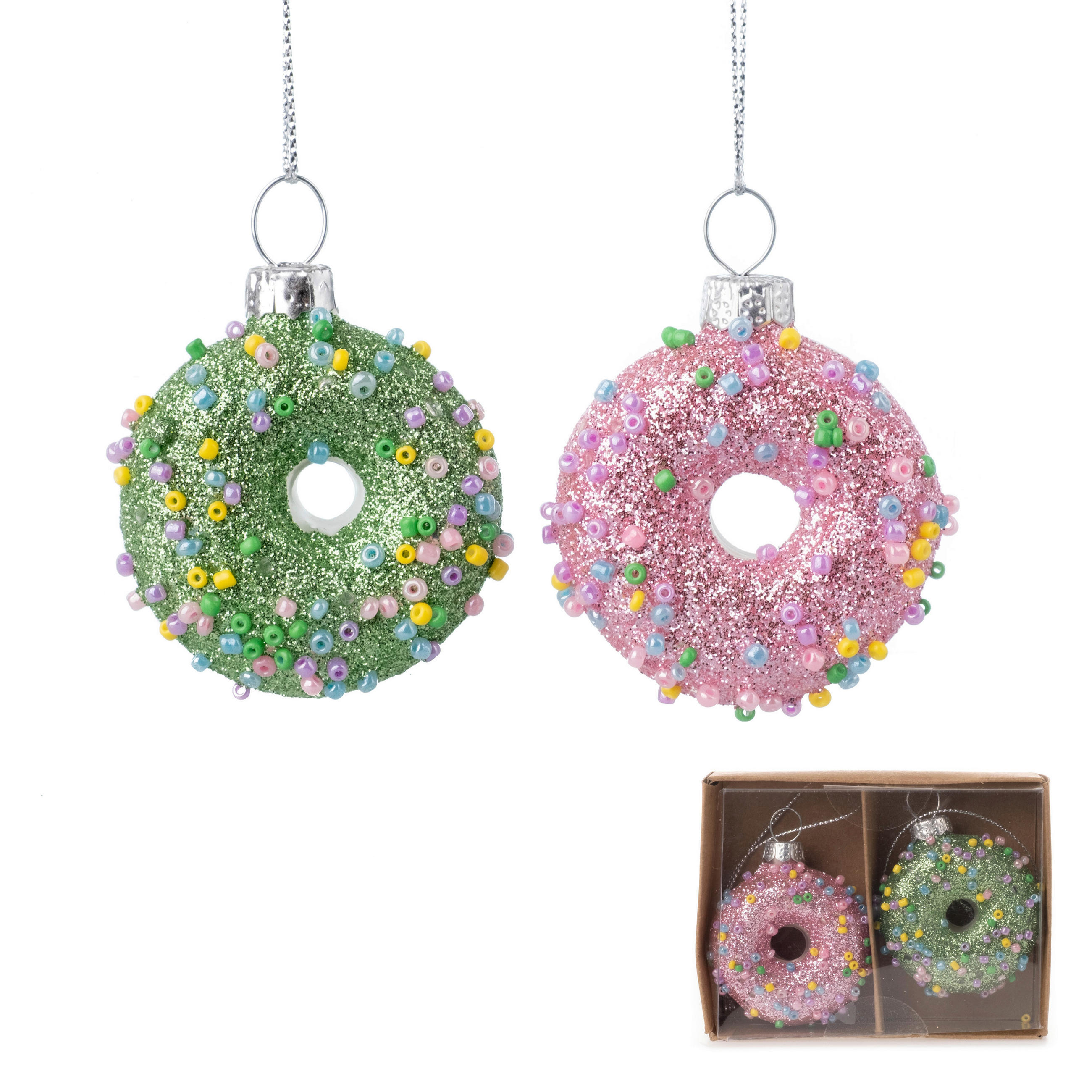 CHRISTBAUMANHÄNGER  - Pink/Hellgrün, LIFESTYLE, Glas (4,5/2/4,5cm)