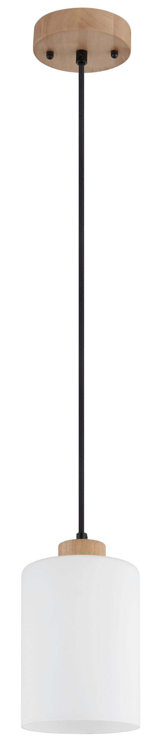 HÄNGELEUCHTE Rowena 15/120 cm  - Opal/Schwarz, Natur, Glas/Holz (15/120cm) - Globo