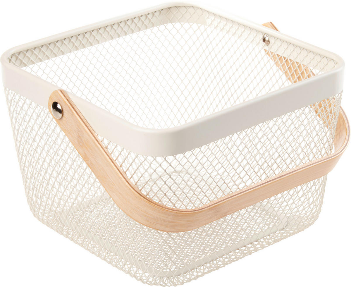 DEKOKORB  - Hellbraun/Weiß, Design, Holz/Metall (25/25/17cm) - Ambia Home