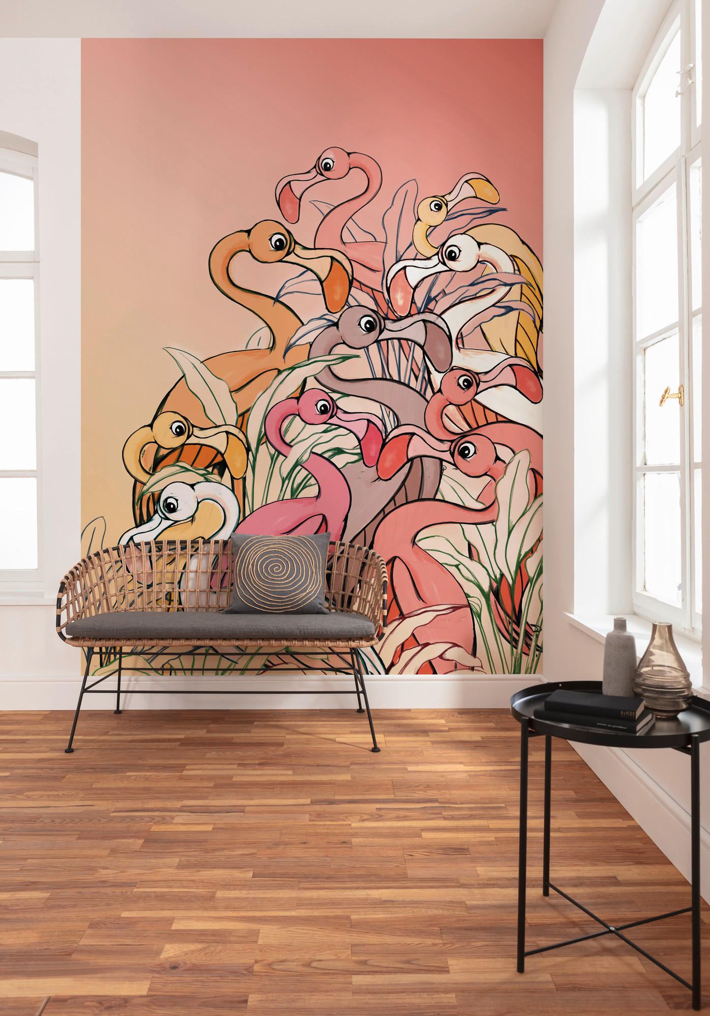 Xora Fototapete Gelb, Rosa 200x280 cm