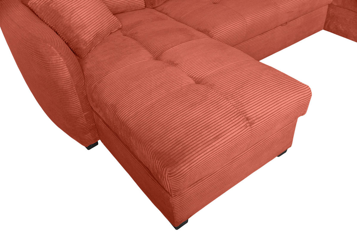 WOHNLANDSCHAFT SORINA Orange Cord  - Schwarz/Orange, Design, Kunststoff/Textil (157/305/202cm) - MID.YOU