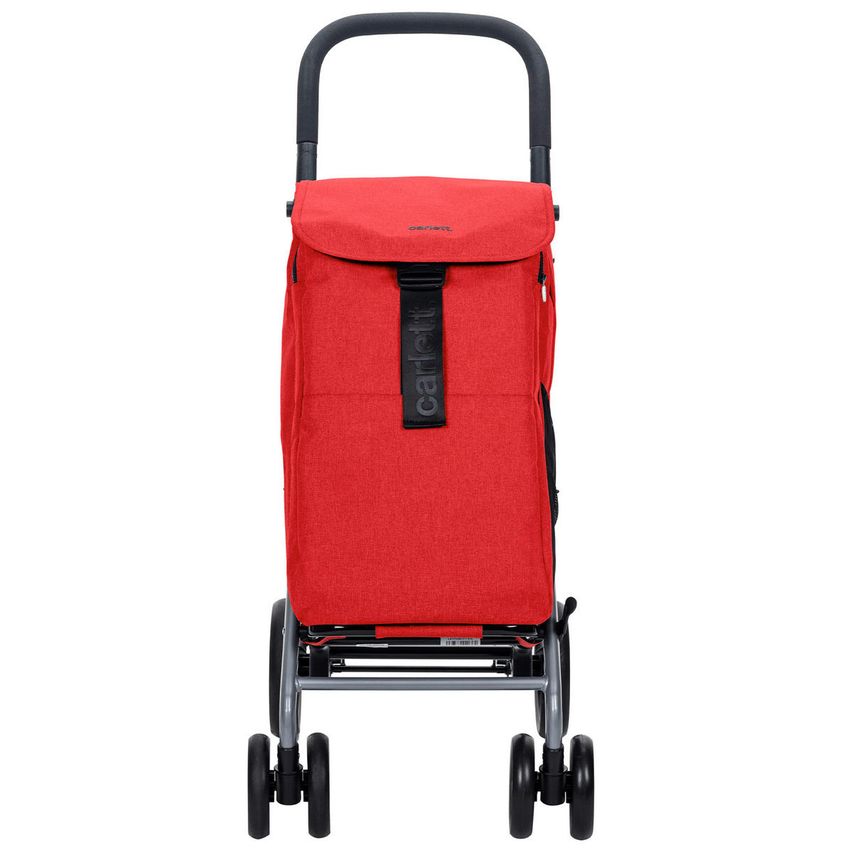 EINKAUFSTROLLEY  - Silberfarben/Rot, Trend, Textil/Metall (42/102/62cm) - Milino