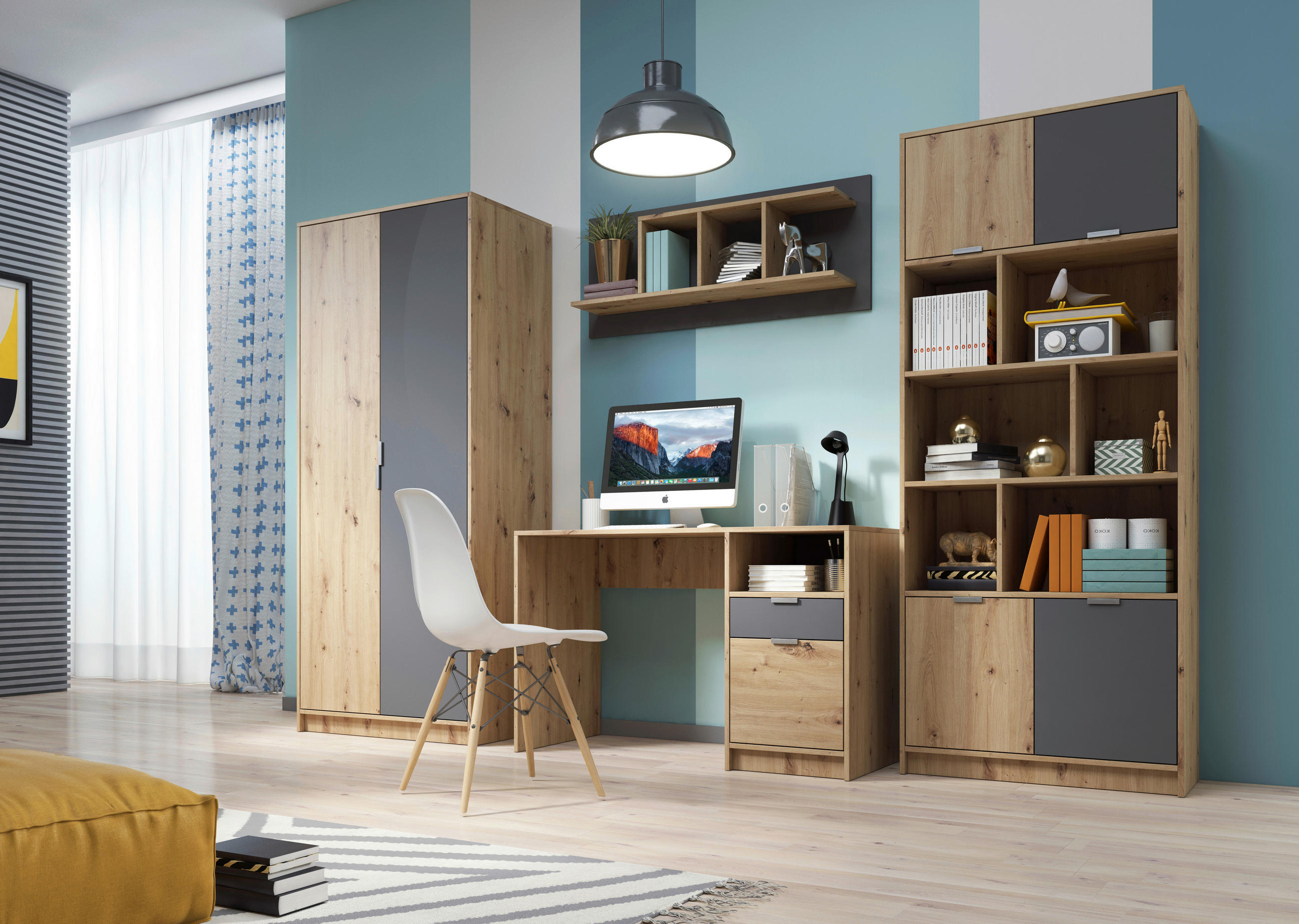 UNGDOMSRUM - grafitfärgad/ekfärgad, Modern, trämaterial (283cm) - MID.YOU