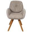 ARMLEHNSTUHL  in Webstoff  - Greige/Eichefarben, Design, Holz/Textil (59/90/64cm) - Linea Natura