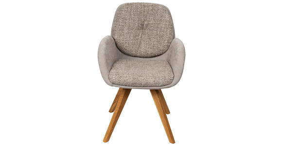 ARMLEHNSTUHL  in Webstoff  - Greige/Eichefarben, Design, Holz/Textil (59/90/64cm) - Linea Natura