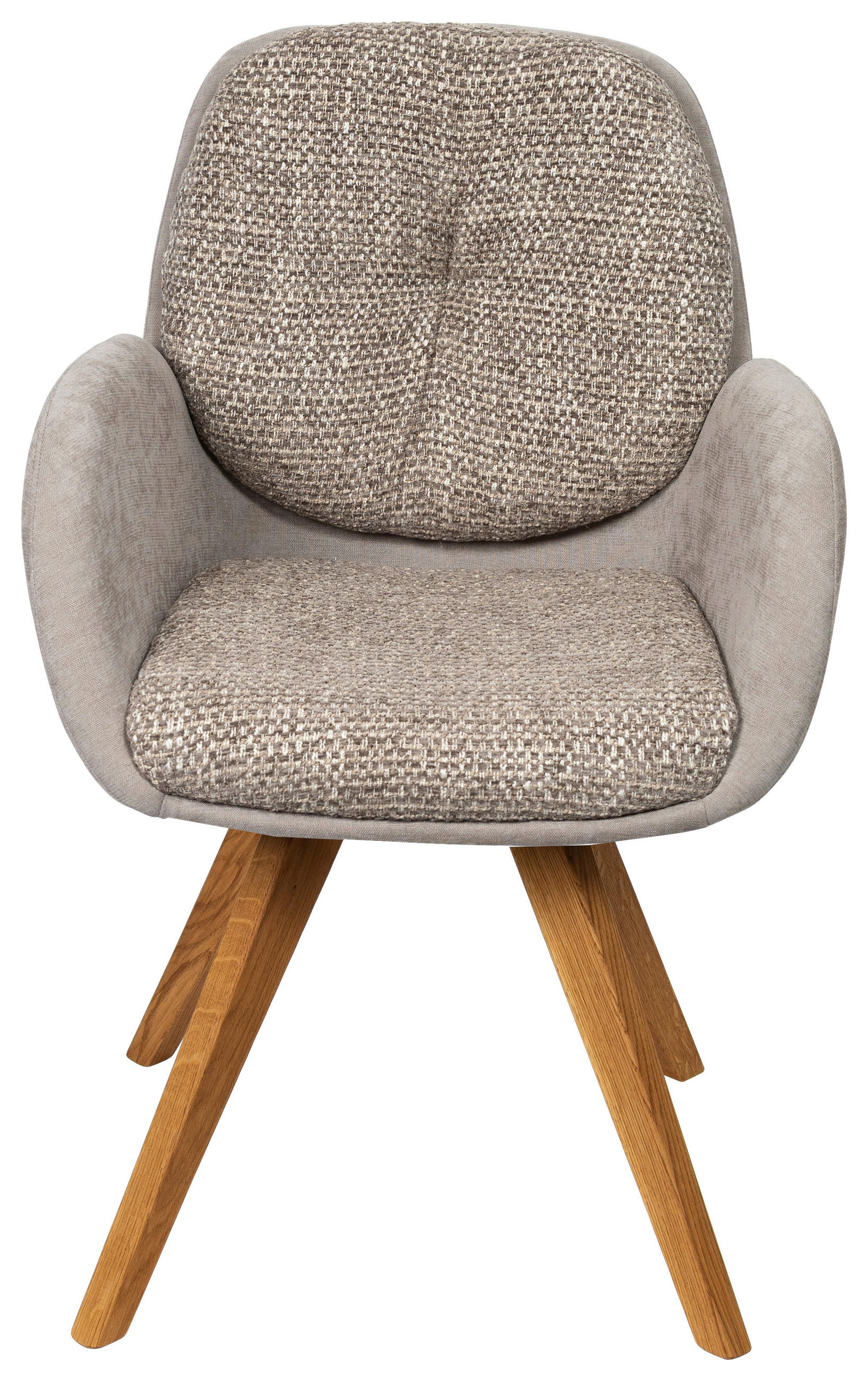 ARMLEHNSTUHL  in Webstoff  - Greige/Eichefarben, Design, Holz/Textil (59/90/64cm) - Linea Natura