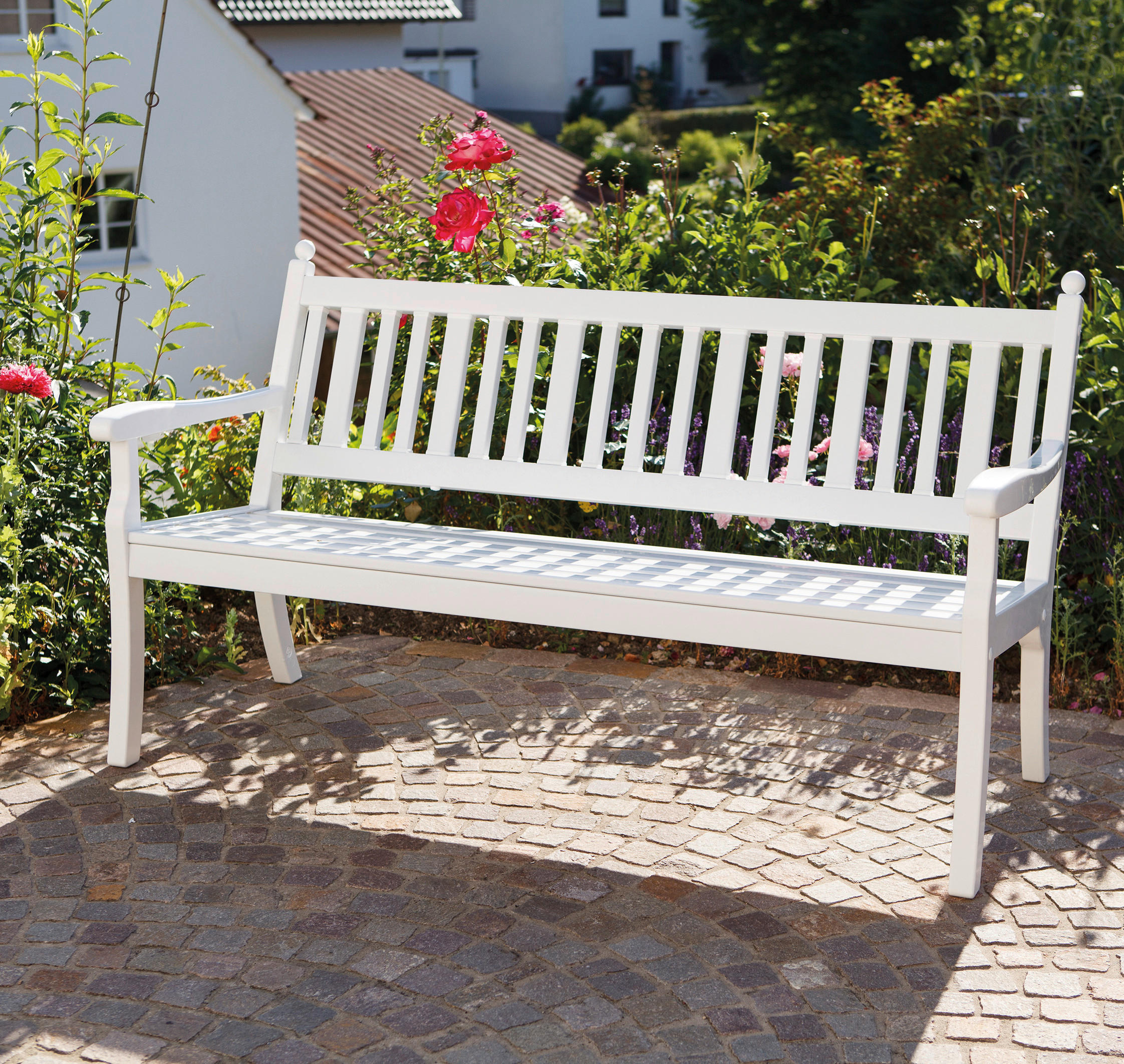 GARTENBANK 160/88/69 cm  in Weiß  - Weiß, MODERN, Kunststoff (160/88/69cm) - Gardenson