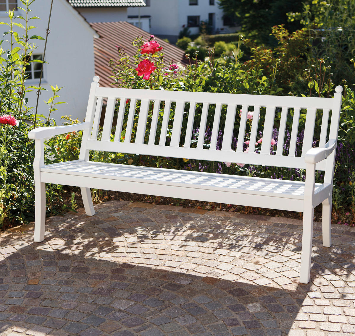 GARTENBANK 160/88/69 cm  in Weiß  - Weiß, MODERN, Kunststoff (160/88/69cm) - Gardenson