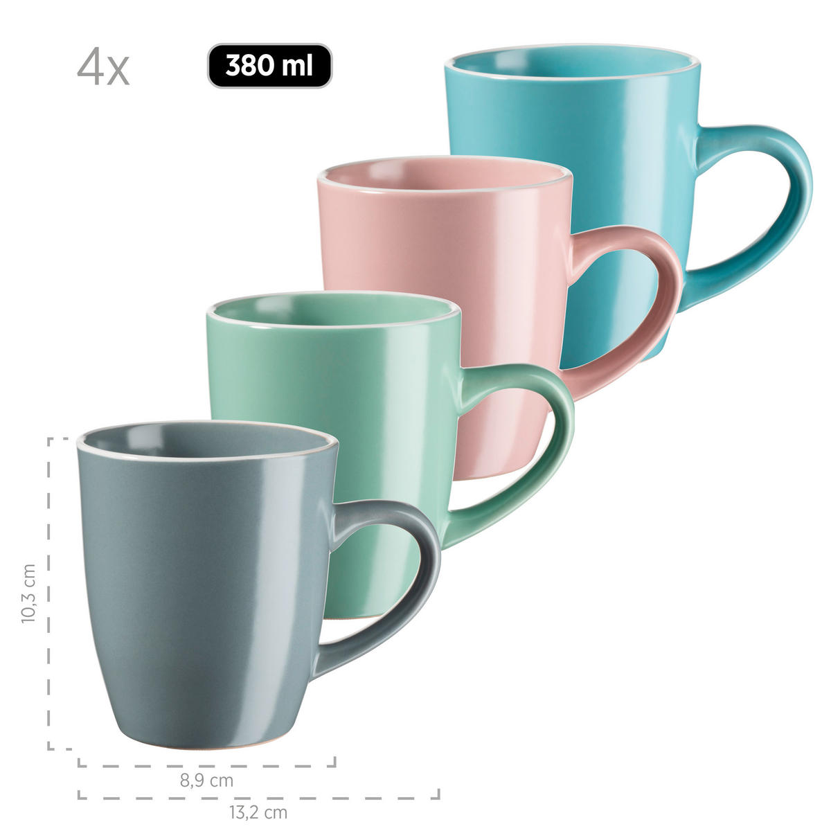 KOMBISERVICE Grau, Grün, Rosa, Türkis Elissa II 16-teilig 4 Personen  - Türkis/Rosa, Basics, Keramik - Mäser