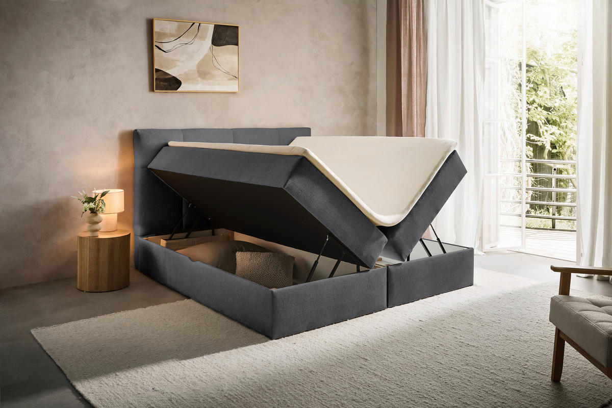 BOXBETT 140/200 cm  in Dunkelgrau  - Dunkelgrau, KONVENTIONELL, Textil (140/200cm) - Boxxx
