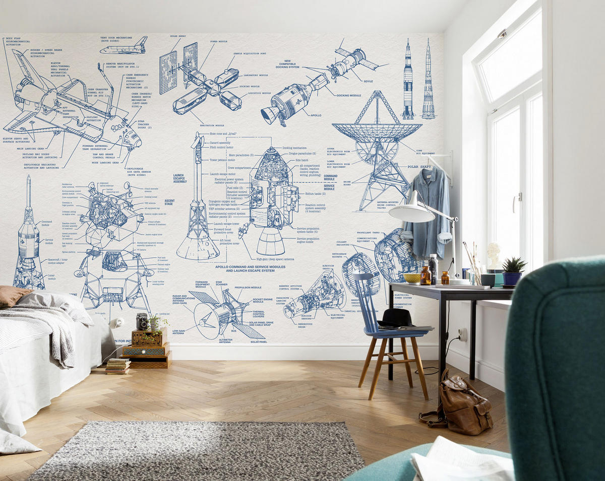 FOTOTAPETE - Blau/Weiß, Trend, Papier (400/280cm)