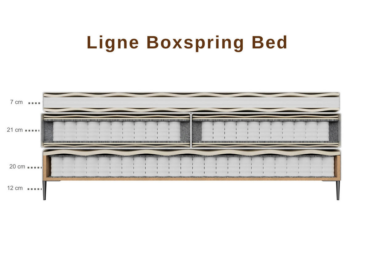 POSTEL BOXSPRING, 200/200 cm, krémová - černá/krémová, Moderní, kov/kompozitní dřevo (200/200cm) - MID.YOU