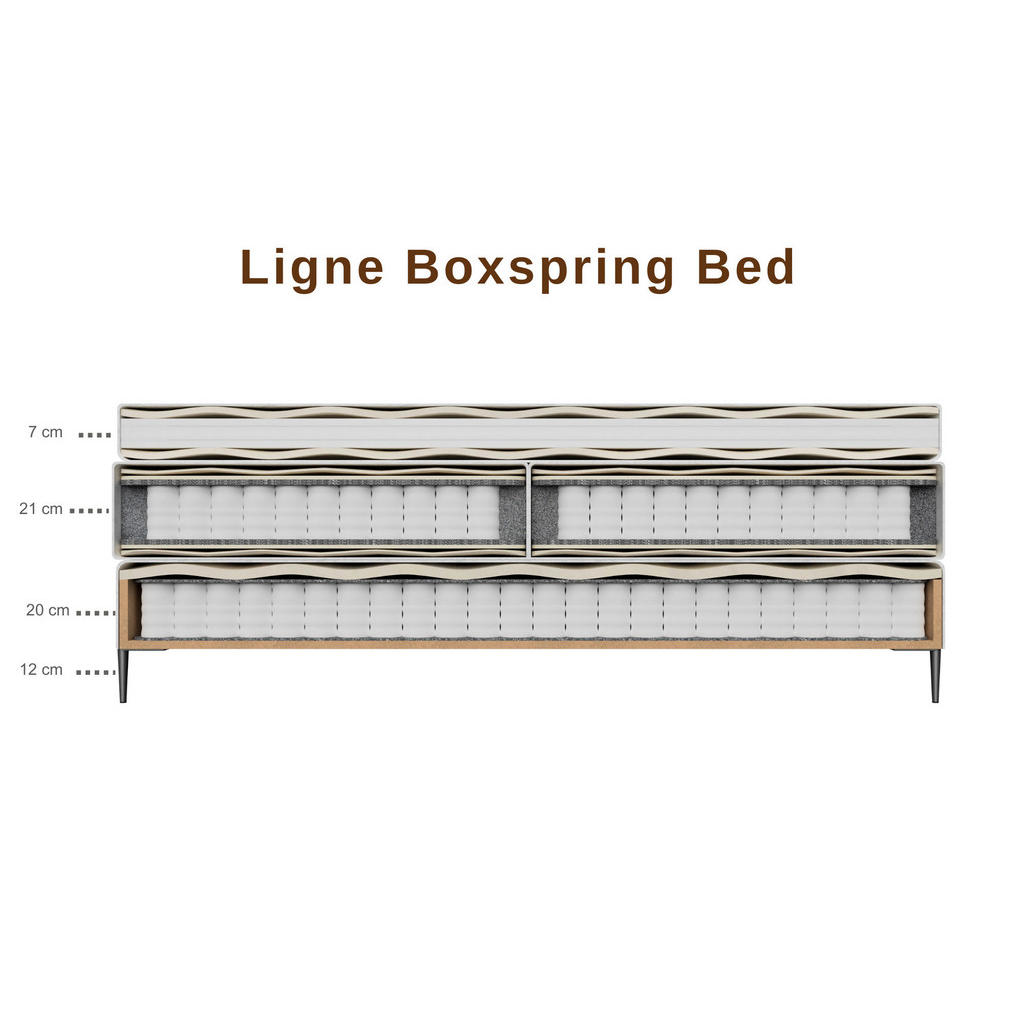 Thumbnail - Mid.you Boxspringbett Essentials,Hellgrau, Textil, Struktur, H2, 5-Zonen, Höhe ca. 21 cm, 180x200 cm, ISO 9001, DIN EN I...