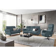 TRAPEZSOFA in Echtleder Graublau  - Graublau/Schwarz, KONVENTIONELL, Leder/Metall (221/103/95cm) - Dieter Knoll