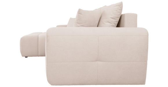 ECKSOFA in Velours Creme 168/298 cm - Creme/Schwarz, KONVENTIONELL, Kunststoff/Textil (168/298cm) - Carryhome