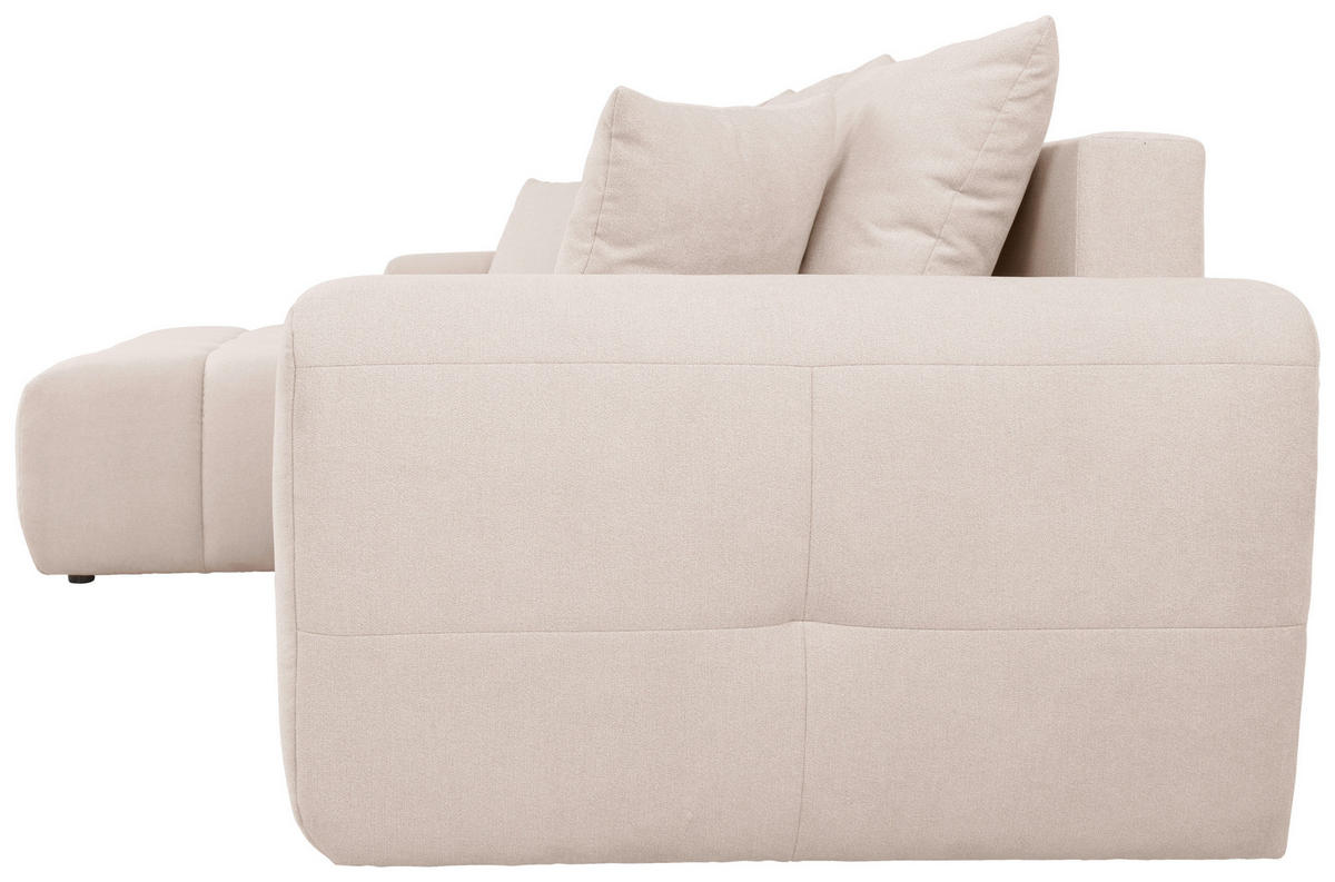 ECKSOFA in Velours Creme  - Creme/Schwarz, Konventionell, Kunststoff/Textil (168/298cm) - Carryhome